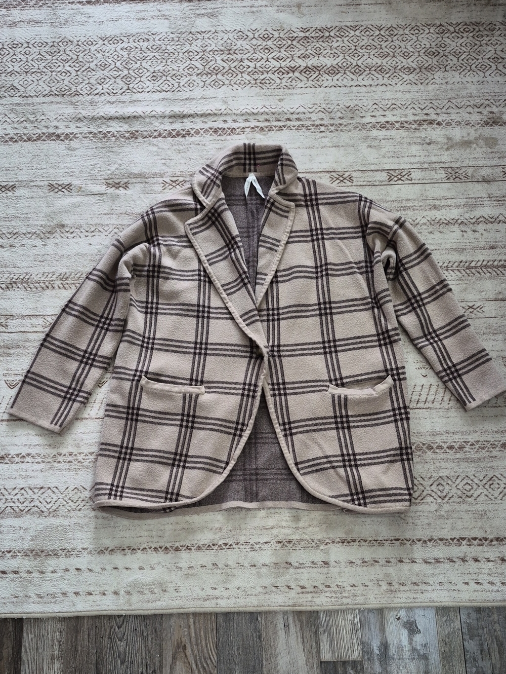 Dreamers Beige & Brown Plaid Blazer Jacket